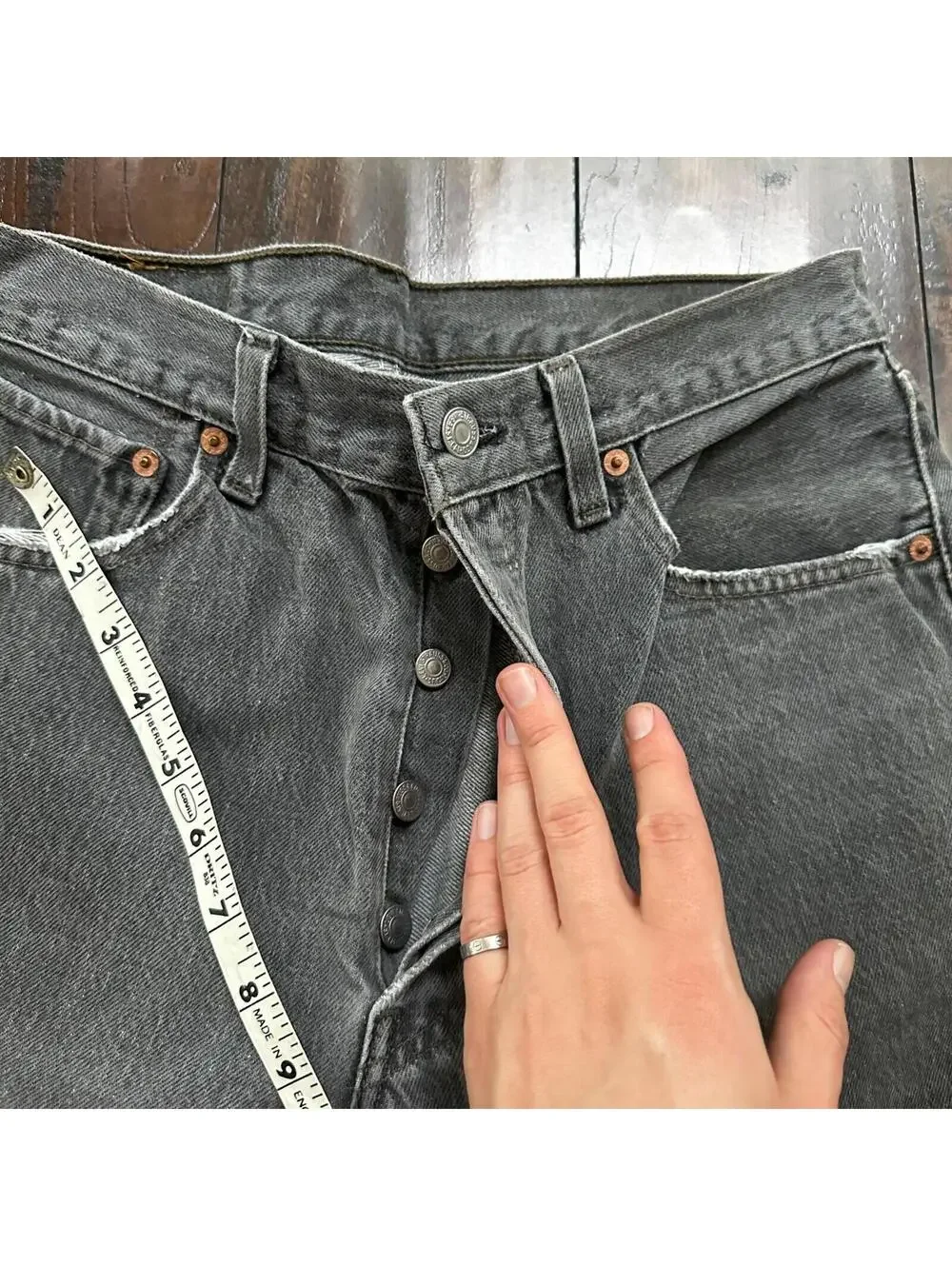 VTG 90s Levis 501 Button Fly 33x34 USA Tag Jeans Straight Wash Grey XX Act 30x32